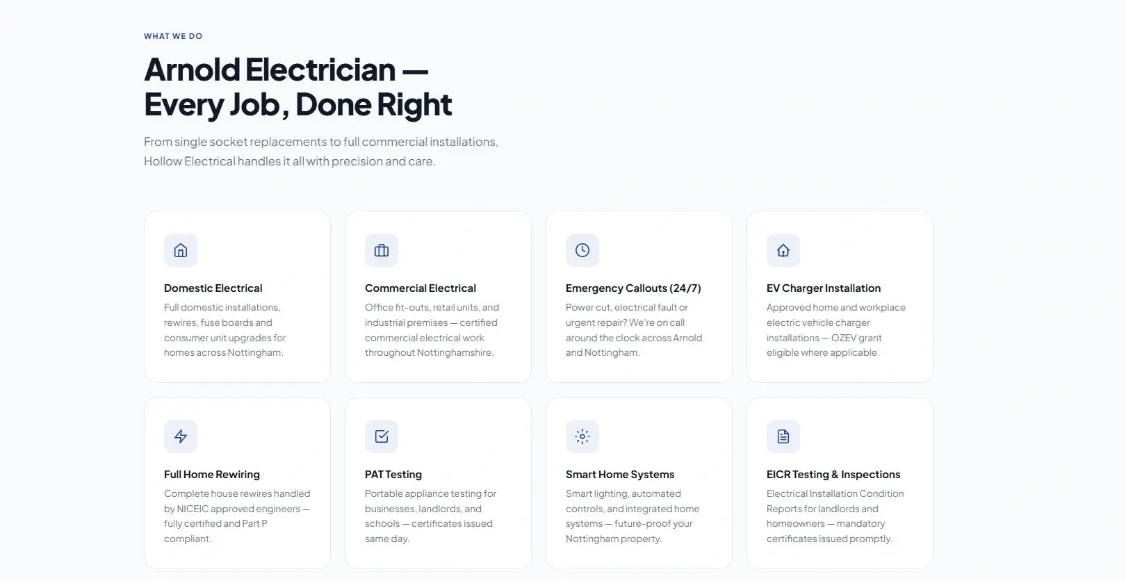 Hollow Electrical desktop services section