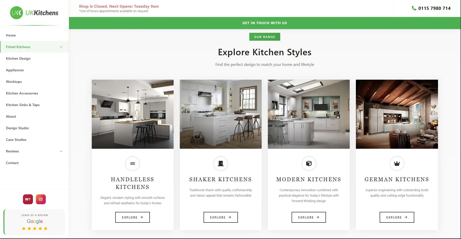 UK Kitchens desktop service page